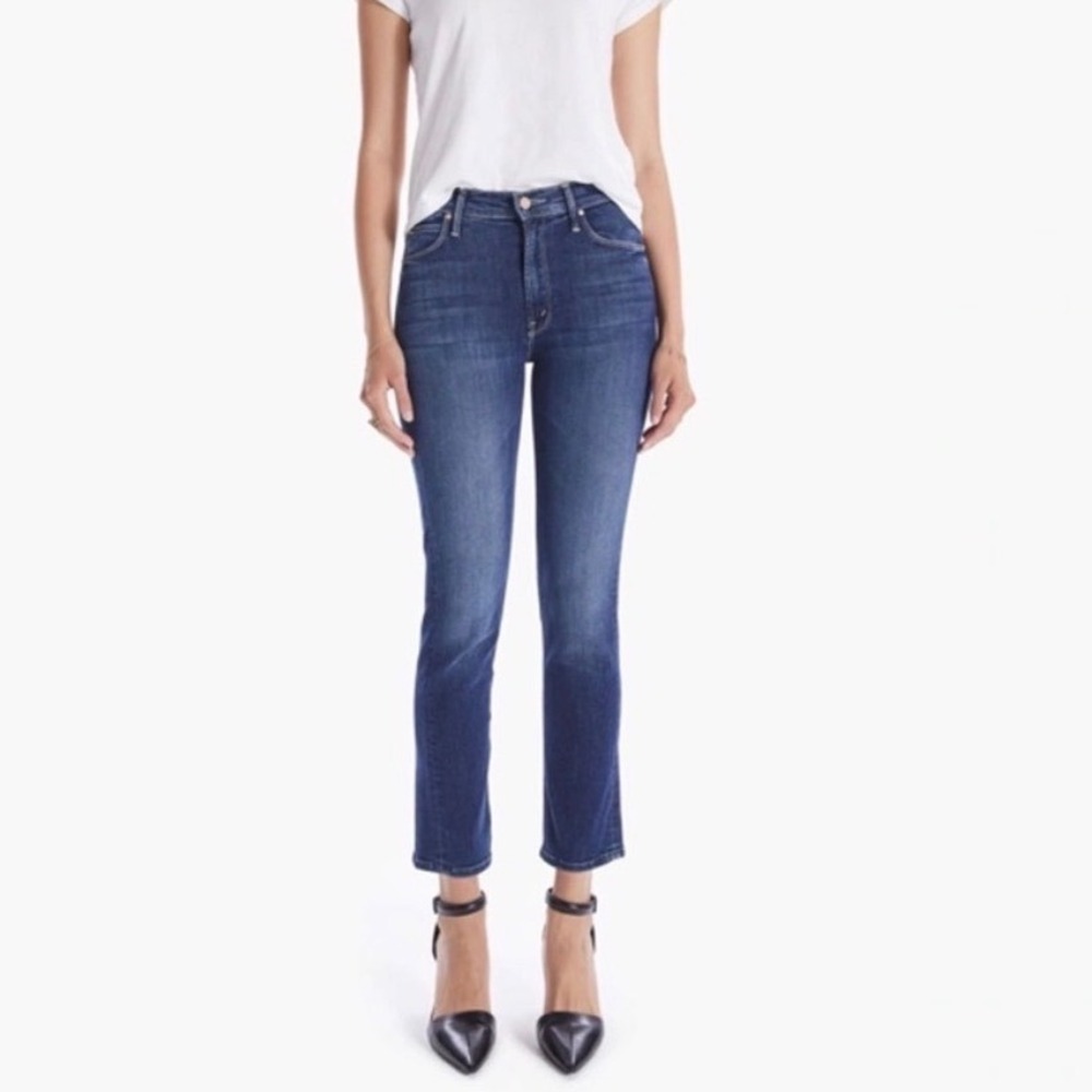 Mother The Mid Rise Dazzler Ankle Jeans in On The Edge Dark Wash - 33